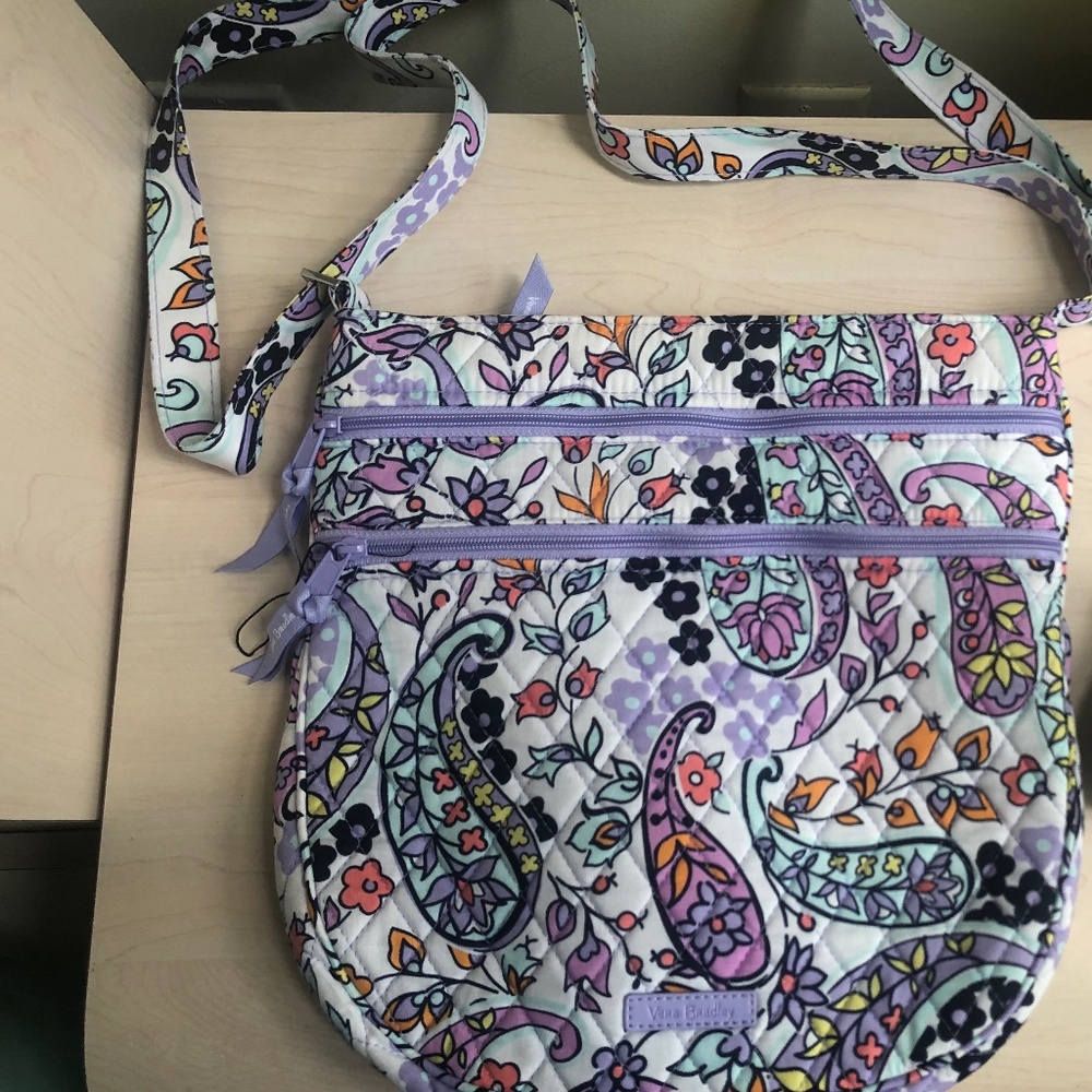 New Vera Bradley Lavender Paisley Adjustable Crossbody Bag